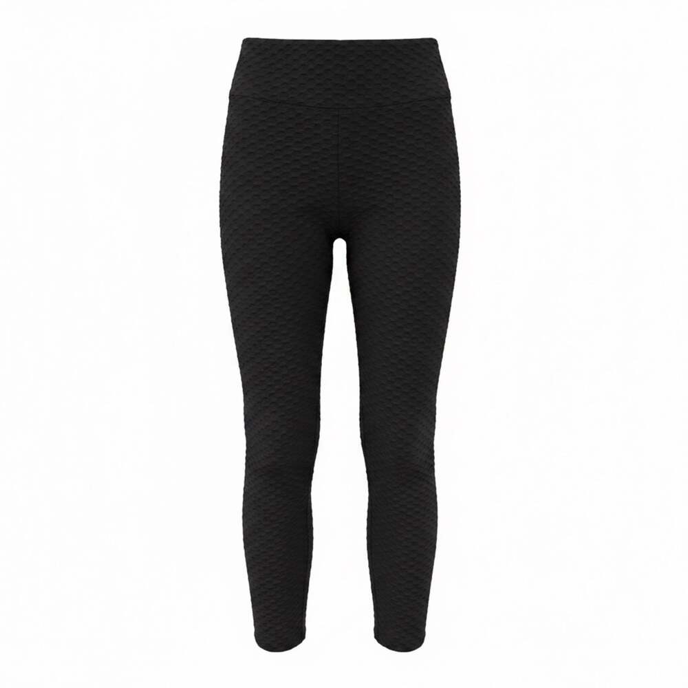 Women’s Ankle Leggings Black Textured Stretch Size Medium